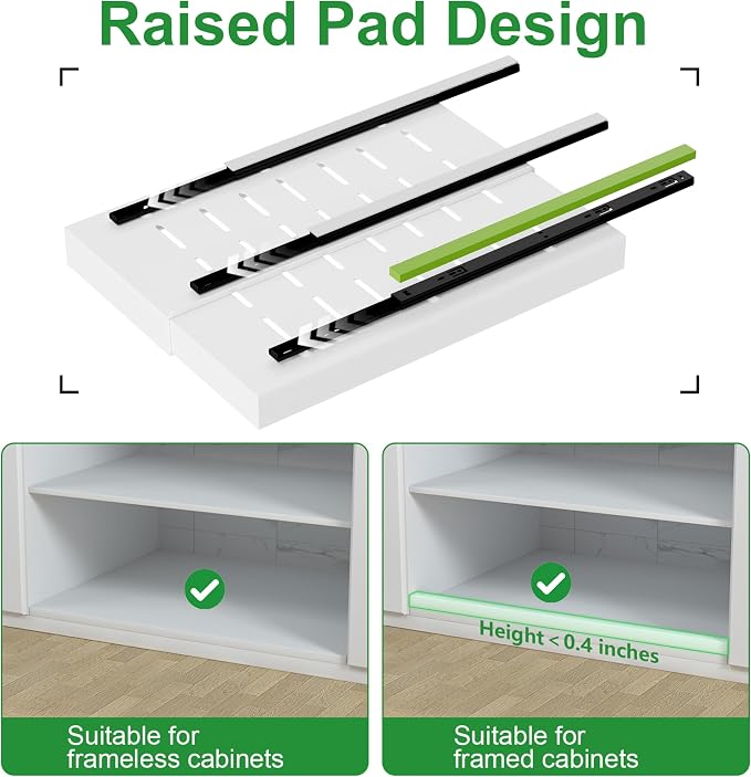 PAKETA 4 Pack Expandable Pull Out Cabinet Organizer,21" Deep | Pull Out Drawers for Cabinets with width from 9" to 14",Sliding Drawers for Cabinets with Upgrade 3 Slide Rails,hold 65 lbs
