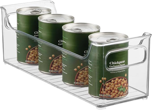 iDesign Stackable Plastic Pantry Bin with Handles, Clear | For Cabinets or Fridge, Made in USA