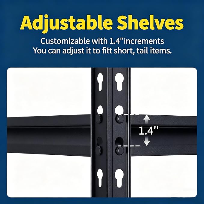 Heavy Duty Garage Storage Shelves 5-Tier Metal Adjustable Shelving Unit Storage Shelving for Kitchen Pantry Basement Bathroom Laundry, 2500 LBS Capacity, 48" l x 18" w x 72" h