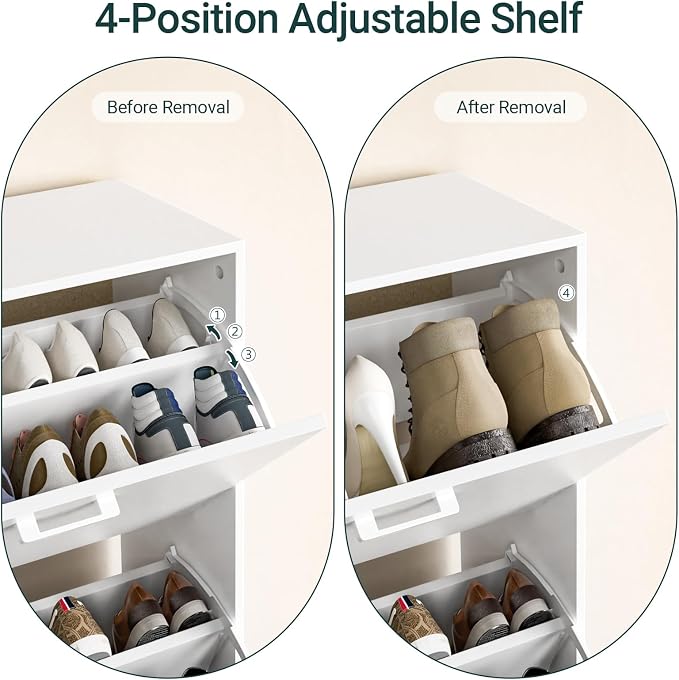 Shoe Cabinet with 6 Flip Drawers, Narrow Freestanding Shoe Organizer, Hidden Slim Shoe Storage Cabinet for Entryway, Hallway, Living Room, White