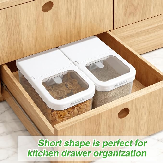 12 Lbs Rice Flour Sugar Storage Containers Dry Food Holder with Flip-up Lid | Airtight 6.5 Qt Crystal-Clear BPA Free Plastic Pet Dog Food Storage Container Bin for Kitchen Pantry Organization