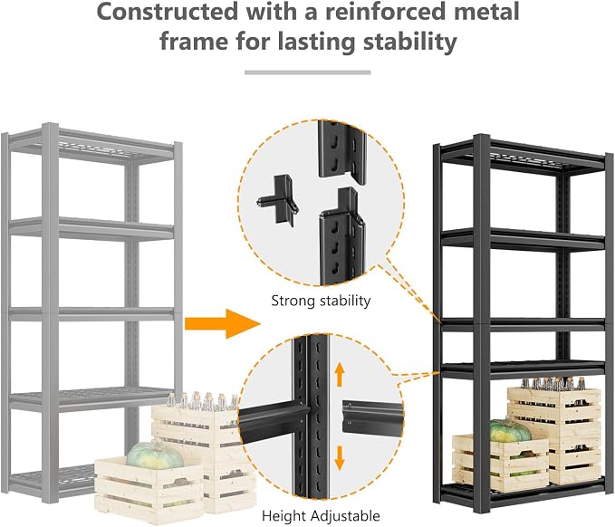 Heavy Duty Storage Shelving Unit (72" H x 35" W x 16" D) 10 Pack | Adjustable 5-Tier Metal Rack, Standing Utility Shelves, Garage, Basement, Pantry, Kitchen, Warehouse, 3000 lbs Capacity