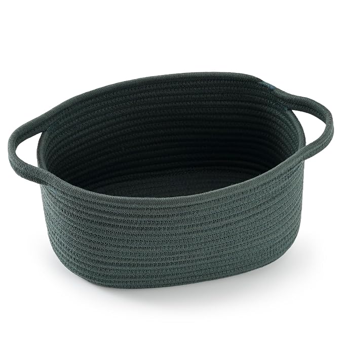 Happyiren Cute Woven Storage Basket – Hunter Green Empty Gift Burr Basket | Great for Halloween, Thanksgiving, Christmas, Birthday, Holiday Gifts; Eco-Friendly Organizer Bin for Nursery, Plants