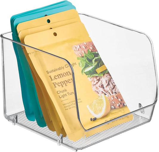 iDesign Stackable Open-Front Storage Bin, Clear | Kitchen and Pantry Organization