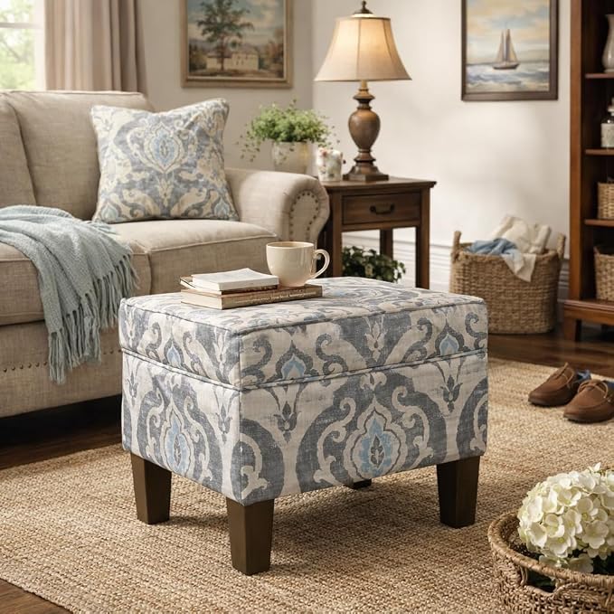 Spatial Order 22" Dinah Collection Storage Ottoman - Blue Slate