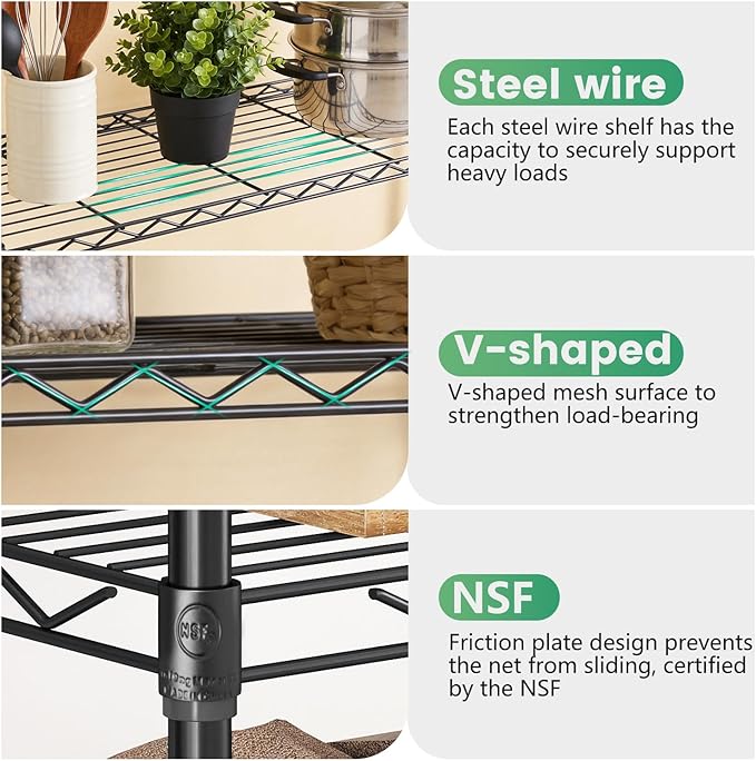 FDW | 4-Tier Wire Shelf | 36" x 14" x 54" | Black | Storage Shelves with Adjustable Racks, Holds upto 1000 lbs | Rust-Resistant, No-Tool Assembly | For Home, Garage