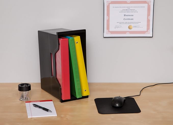 IRIS USA 6-Pack Medium Desktop File Box with Open Lid, Black | Organize paperwork, mail, magazines, and office supplies with portable storage for desks, classrooms, and home workspaces