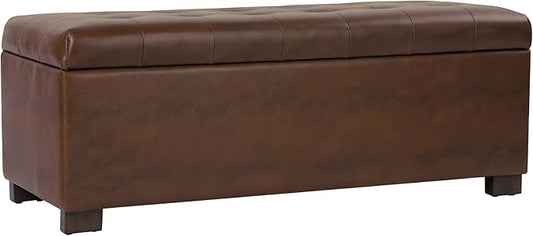 HomePop 46" Tufted Storage Bench - Antique Brown