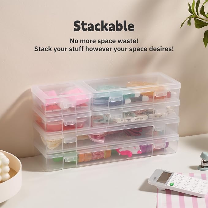 novelinks Plastic Small Storage Containers with Lids for Organizing | 12 Pack, Small Clear, Task Boxes for Special Education, Board Game Storage Containers, Balloon Storage Organizer, Mini Box