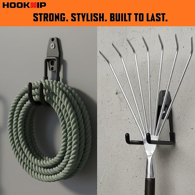 13 Pack Heavy Duty Garage Hooks, Wall Mounted Tool Hangers | PVC-coated hooks for bikes, ladders, garden tools and storage, anti-rust garage wall organizer.