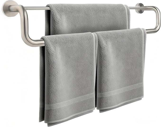 Double Towel Bar,Double Towel Racks for Bathroom,24 Inch Brushed Towel Holder, Bath Towel Rack for Bathroom Wall Mounted,Premium Brushed Stainless Steel,