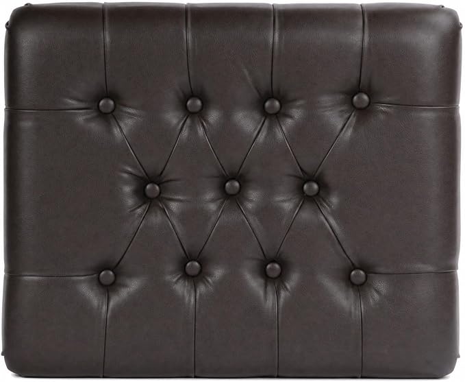 Spatial Order 24" Medium Tufted Storage Ottoman - Espresso Brown Faux Leather