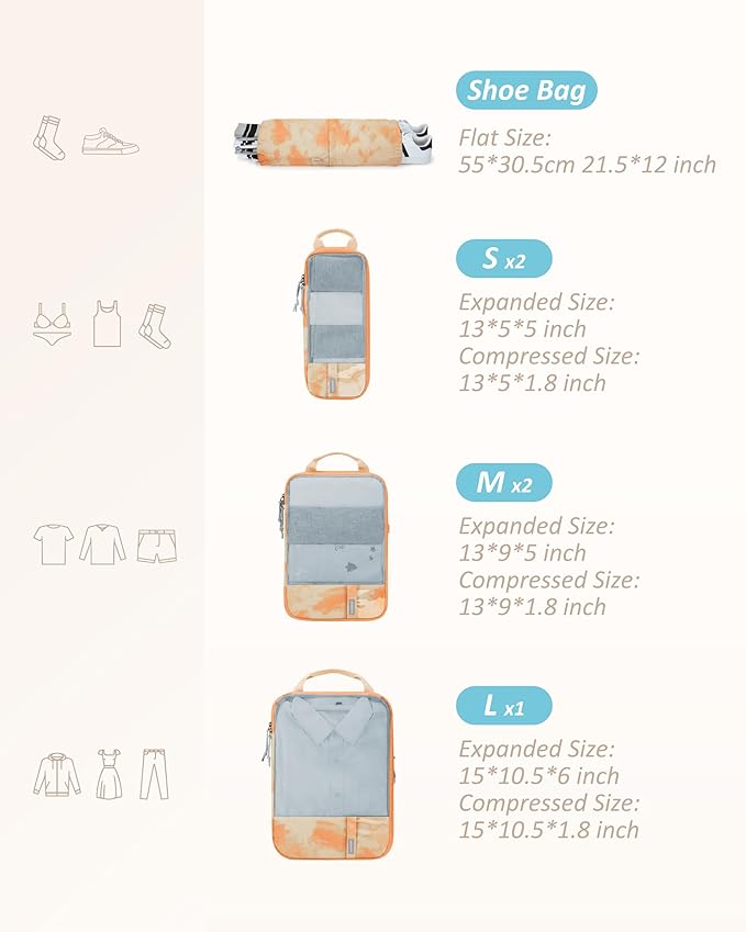 BAGSMART Compression Packing Cubes for Travel Essentials | 14 Set /6 Set /4 Set/2 Set, Lightweight, Durable