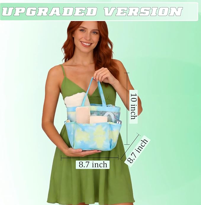 Mesh Shower Caddy Portable - 9 Pockets for College Dorm Room Essential | Large Capacity Mesh Shower Caddy with 9 Pockets, Portable Hanging Toiletry Bag for College Dorm, Gym, Camping and Beach