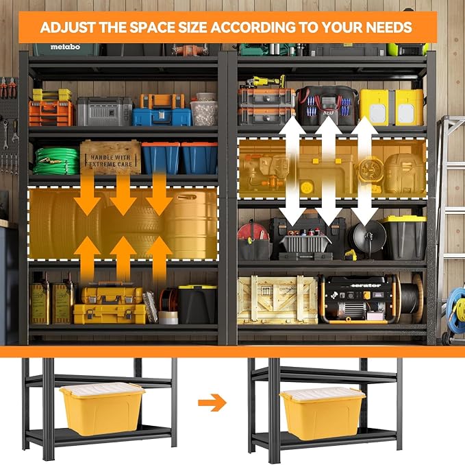 Storage Shelves Heavy Duty 3500LBS Adjustable 5tier Metal Garage Shelving Unit for Basement, Business, Factories, Commercial, Warehouse, Basement, Pantry, Corporate Purchase