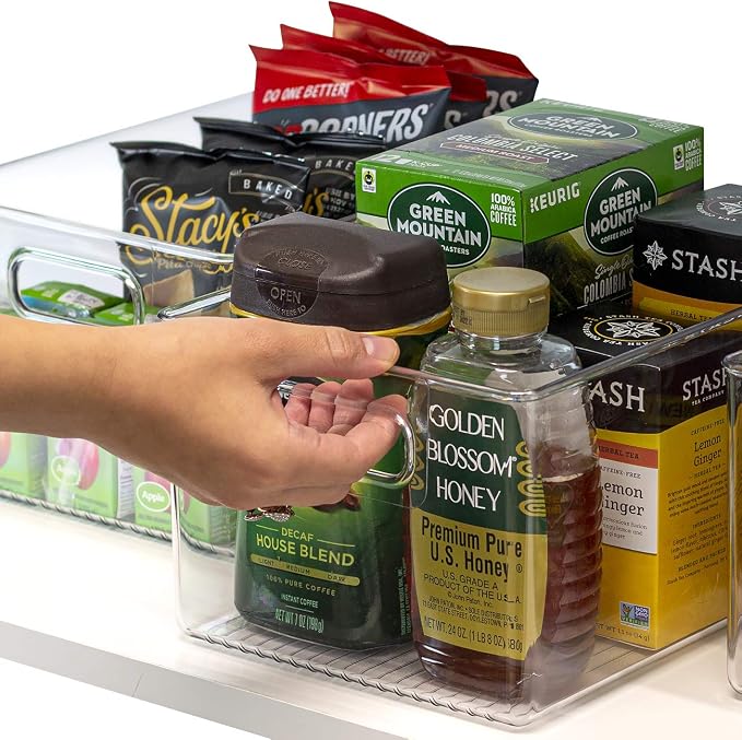 Sorbus Large Clear Plastic Storage Bins for Shelves, Clothes, with Handle - Clear Storage Bins, Drawer, Shelf, Closet, Pantry, Fridge, Freezer Organizer Bins, Closet Organizers and Storage (2 pack)