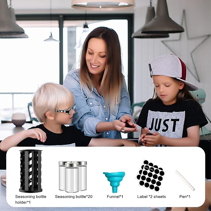 Handisen Rotating Spice Rack Organizer for Cabinet, Spice Racks Storage with 20 Jars, Spinning Spice rack for Kitchen Countertop, Spice Holder,Seasoing Storage Racks, Silver