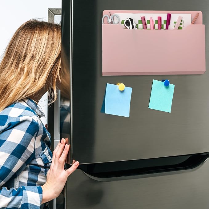 6 Pcs Magnetic Wall File Organizer Magnetic Wall File Holder Refrigerator Magazine Holder for Mail Letters Paper(Mocha Mousse Color,Horizontal-large)