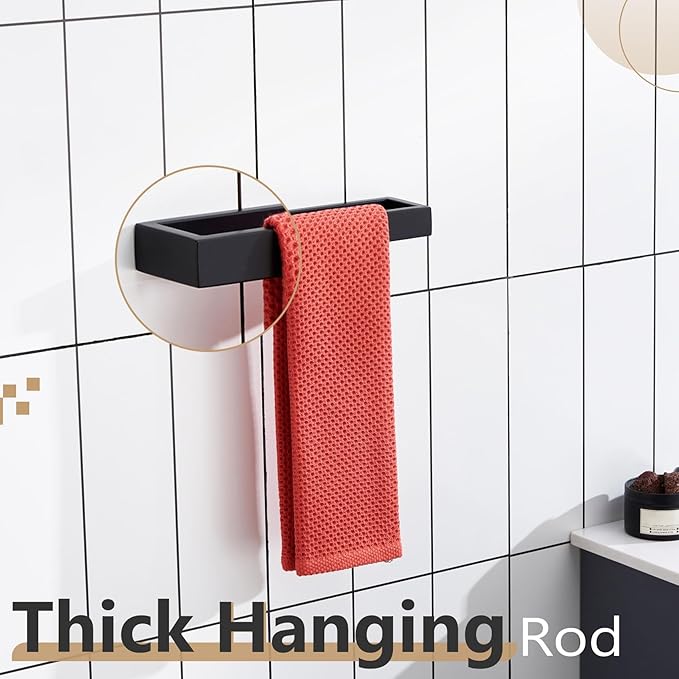 KOKOSIRI Towel Ring Matte Black Hand Towel Bar Holder 9-Inch Kitchen Rack Stainless Steel for Bathroom Hardware Wall Mounted, 1 Pack B4008BK-L9