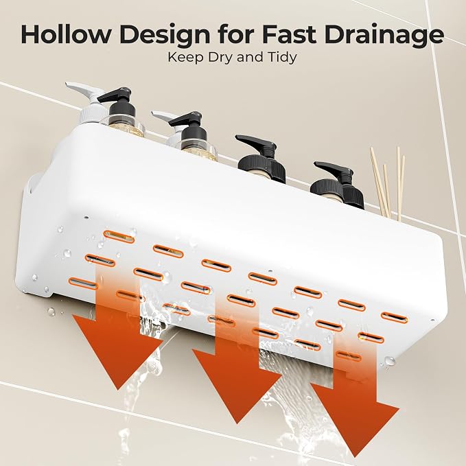 Orimade Shower Caddy 5-Pack, No-Drill Adhesive Shelves for Bathroom, Rustproof ABS Storage Organizer Set, White