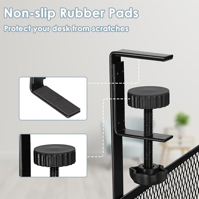 Cable Management, 25'' Cable Management Under Desk, Cable Tray | No Drill Under Desk Cable Management Tray, Cord Organizer with Clamp for Standing Desk, Desk Organizer for Home Office