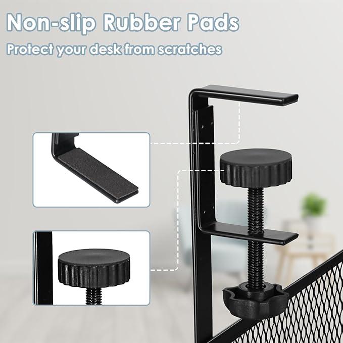 Cable Management Under Desk, Under Desk Cable Management Tray | No Drill Cable Tray, Metal Mesh Cord Organizer, cable organizer with Clamp for Standing Desk, Desk Organizer for Home Office