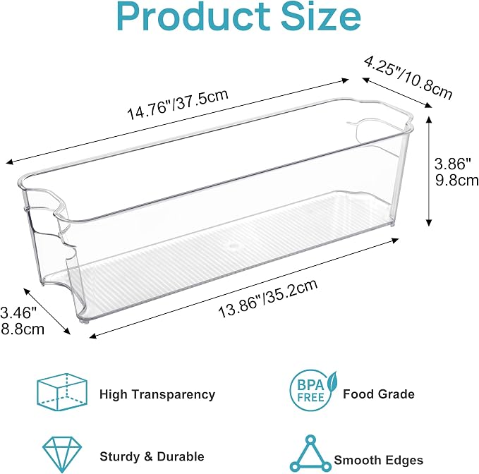 Vtopmart 4Pcs Clear Breastmilk Storage Bags Container in Freezer Fridge | BPA-free Plastic Storage Bins, For Breast Milk Baby Pouches Formula Bottles and Yogurts, In Freezer Fridge and Pantry