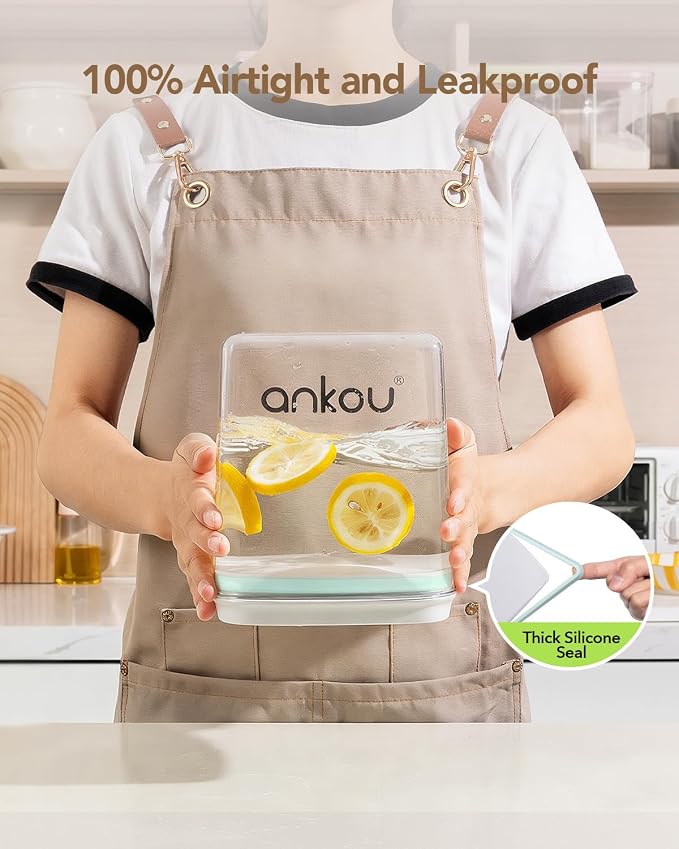 Ankou Food Storage Container Sets, 2.8 Qt + 4.2 Qt *2 Airtight Canisters with Lids and 130ml Scoop, BPA-Free Plastic Pantry Containers for Flour, Sugar, Rice