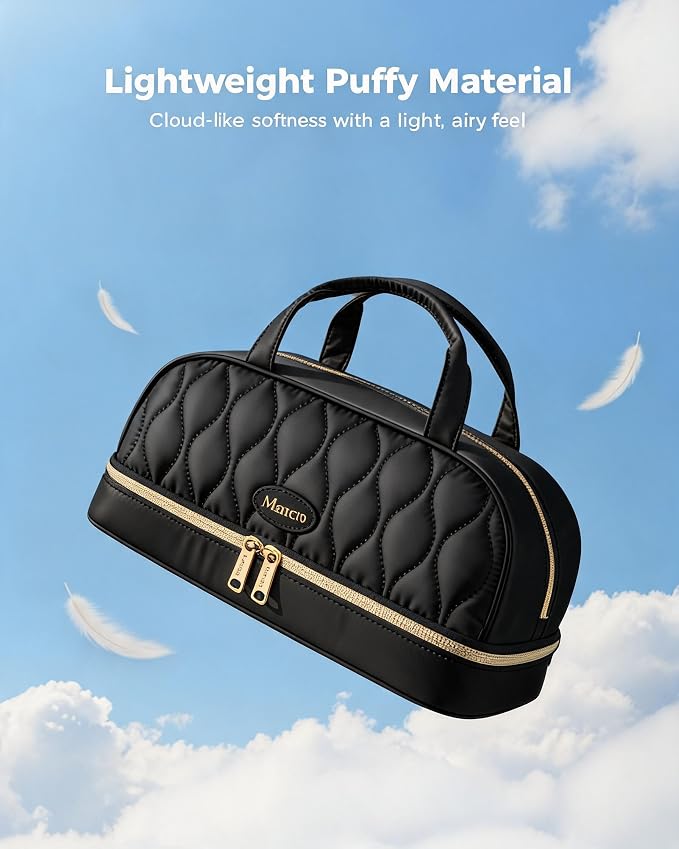 Mancro Carrying Case for Shark FlexStyle, Quilted Hair Tools Travel Bag | with Heat-Resistant Mat, Travel Case for Dyson Airwrap & Shark FlexFusion, Hair Dryer Organizer for Women, Black