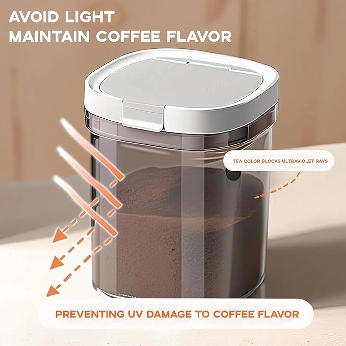 8oz Coffee Canister, Airtight Storage Container, 800ml | Food Storage Container with Magnetic Scoop, Kitchen Jar for Grounds, Beans, Tea, Sugar, Flour, Cereal