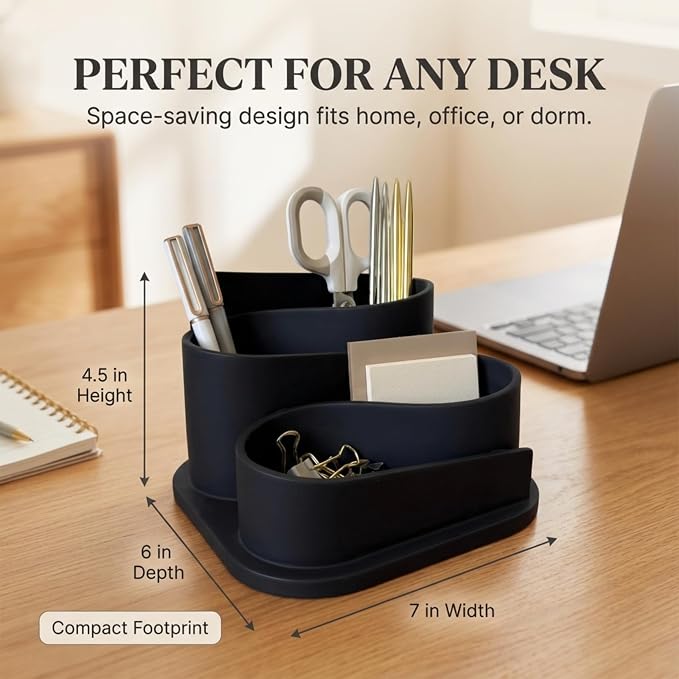 OAKOA Black Modern Desk Organizer - Minimalist Desk Accessories Pen Holder | Pencil Holder for Desk - Minimalist Desk Accessories & Workspace Organizers - Desk Pen Organizer - Modern Office Decor