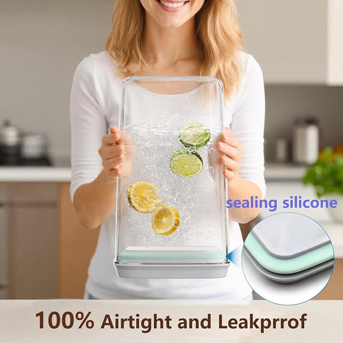 Melovom Pop Airtight Food Storage Container with Lid, 4L/4.2qt Large Cereal Flour Sugar Storage Container with Scoop, One Button Opening, BPA-Free, Kitchen Pantry Organization and Storage