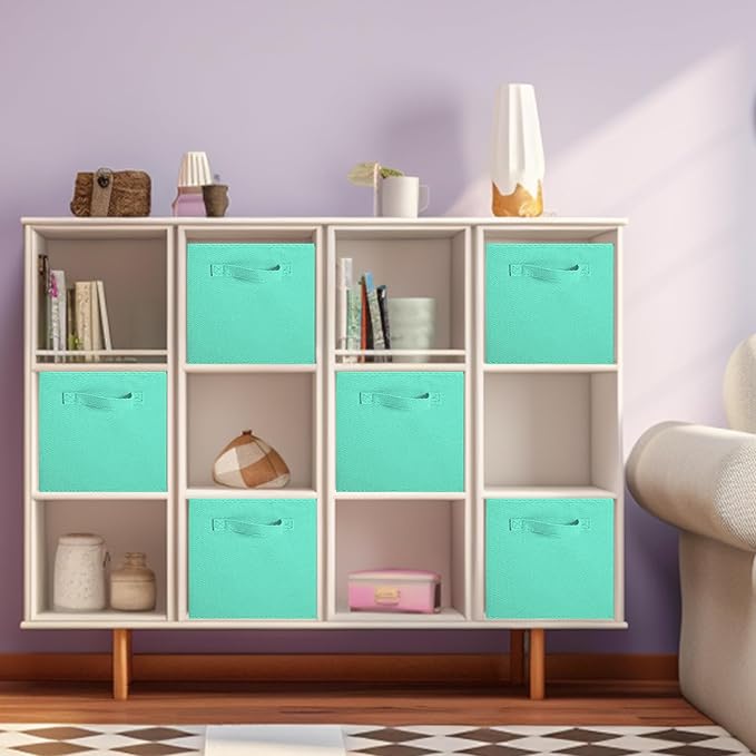 ShellKingdom Storage Bins, Foldable Fabric Storage Cube And Cloth Organizer | Storage Drawer For Closet And Toys, 13 X 13 X 13 INCH, 2 Pack (Mint Green)