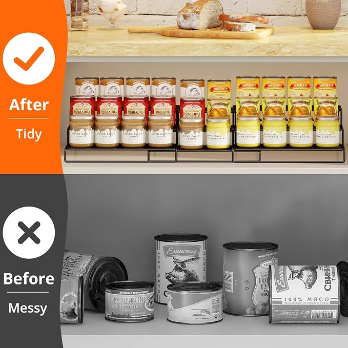 Dmevkic 3-Tier Expandable Can Storage Rack for Pantry,Adjustable Metal Can Organizers and Storage Holds Up to 36 Cans,Can Organizer for Pantry Kitchen Cabinet Countertop