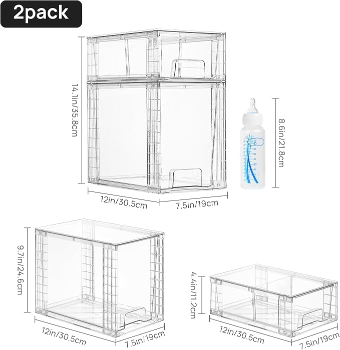 Vtopmart Clear Stackable Storage Drawers