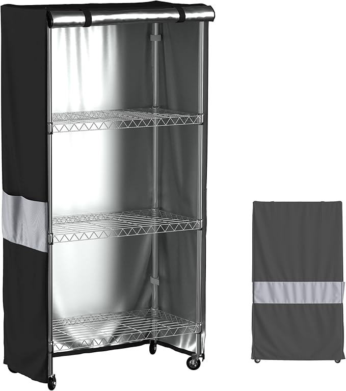 Wire Shelf Cover 48x18x72 Heavy Duty 600D Waterproof Zipper Metal Rack | Side pocket , color-block design, heavy-duty fabric, dustproof protection for daily storage