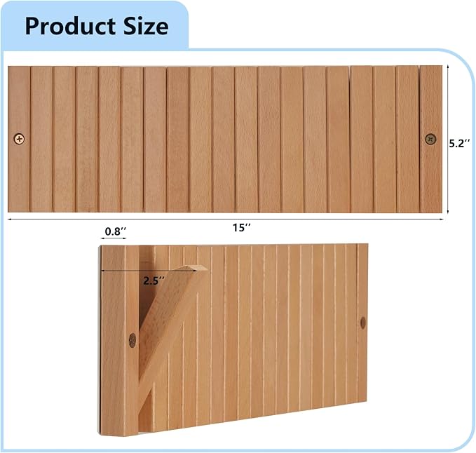 Piano Wall Mounted Coat Rack, Fold-Away Wooden Wall Hooks, 9 Hooks | Solid wood piano-inspired rack with fold-away hooks creates storage art, keeping jackets, bags and towels organized.