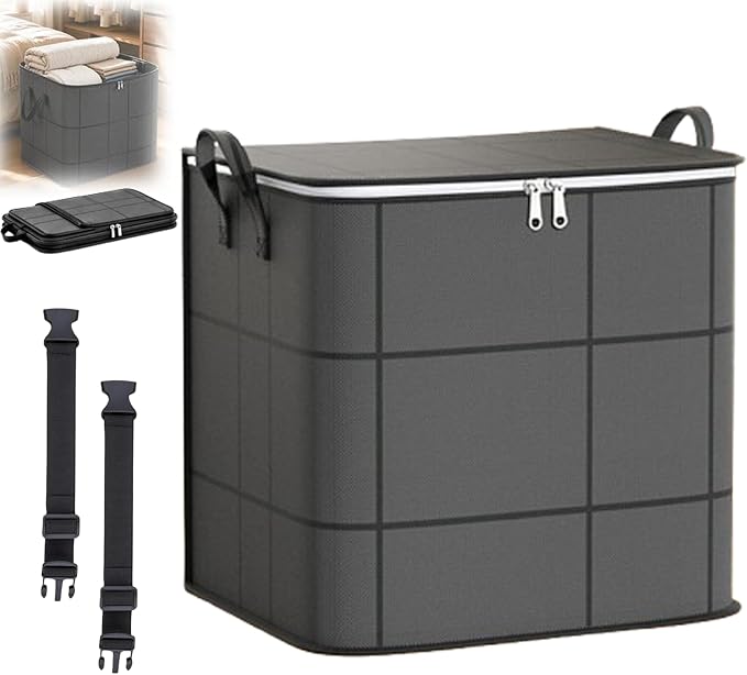 Spacious Moving Foldable Storage Bin with Reinforced Handles & Zipper，M：1 | XXL Foldable Large Capacity Storage Bag for Bedding, Blankets and Seasonal Clothes