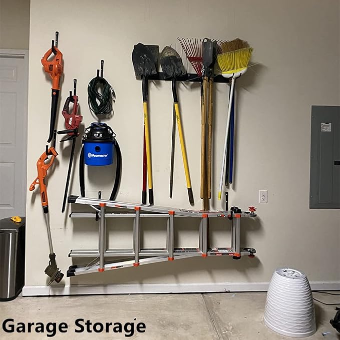 8 Pack Garage Storage Hooks,10 Inch Heavy Duty Ladder Storage Hanger, Wall Mounted Utility Rack