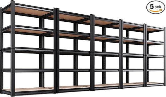 5-Pack Garage Shelving for Multi-Room Home Storage & Organization, 71"H x 32"W x 14"D 5-Tier Adjustable Metal Storage Rack for Tools, Household Items, Garage, Workshop,Pantry&Basement Storage
