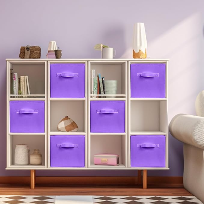 ShellKingdom Storage Bins, Foldable Fabric Storage Cubes And Cloth Storage | Storage Organizer For Closet And Toys, 10.5x10.5x11 INCH, 2 Pack (Violet)