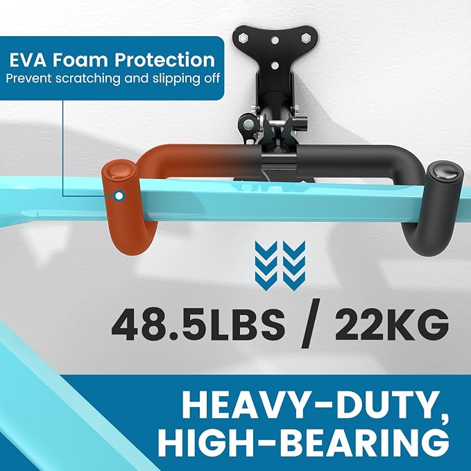 Housolution Bike Wall Mount - [2 Pack] EVA Foam Padded up to 48.5 lbs | Carbon Steel, Valve Mechanism, Heavy-Duty Adjustable Bike Wall Hanger for Road, Mountain and Hybrid Bikes, Garage & Apartment