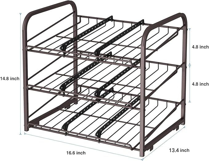 Can Rack Organizer,3 Tier Stackable Can Storage Dispenser,Bronze | Can Food Storage Rack|Holds 36 Cans|Space-Saving Pantry&Cabinet|Easy Access to Canned Goods-13.4"D x 16.6"W x 14.8"H