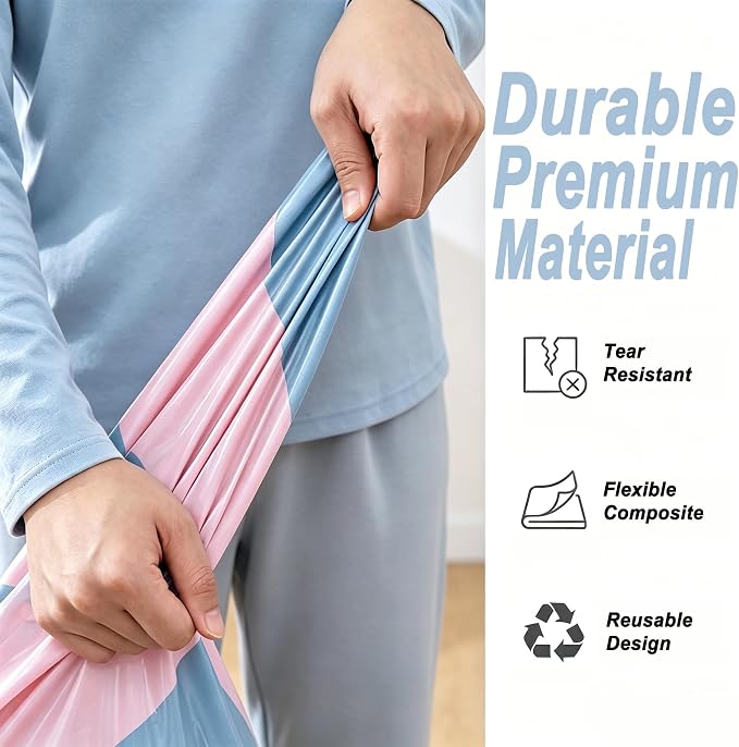 No Pump Vacuum Storage Bags, 3D Space Saver Compression Bags with Valve | Reusable Airtight Vacuum Seal Bags for Clothing, Blankets, Pillows & Bedding, 31.5×39.4in, 2 Pack