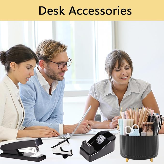 Office Supplies,Desk Accessories,Desk Organizer,Stapler,Tape Dispenser,Folding Phone Holder,Scissors,Notebook,Staple Remover,Staples,Clear Tape,Sticky Notes,Paper Clips,Bookmark,Pen,Pen pals Ect.27pcs