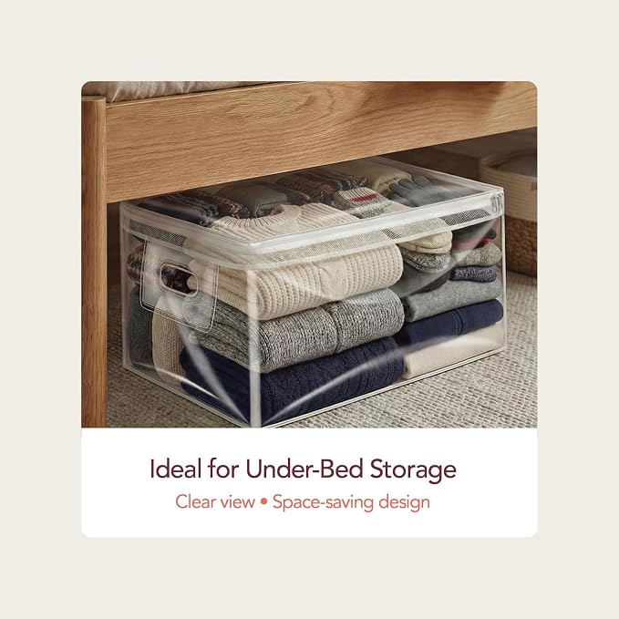 Clear Storage Bags with Zipper, 2 Pack — Comforter Storage Bag, Blanket Storage Bag & Clothes Storage Bag for Under Bed, 20 Gallon Jumbo Transparent Plastic Bag for Bedding, Quilts & Seasonal Storage