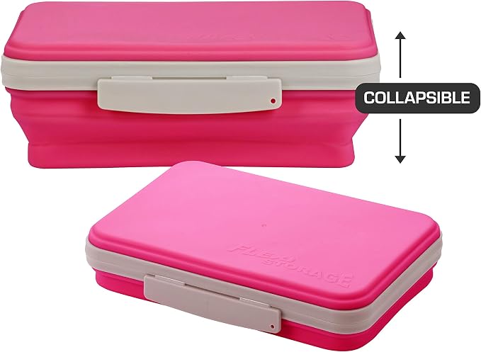 It's Academic Flexi Storage Boxes with Lids, Collapsible Pencil Case for Craft and School Supplies, Assorted (Pack of 12)