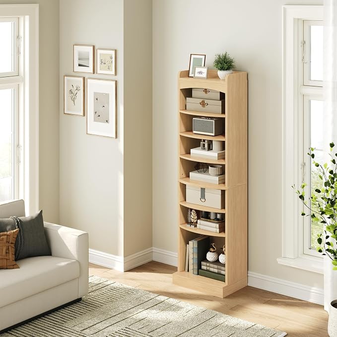 9-Tier Tall Shoe Rack, Wooden Shoe Storage Organizer, Narrow Shoe Cabinet with Removable Shelves for Small Spaces, Holds 18 Pairs of Shoes, for Entrance, Hallway, Natural SS22NL