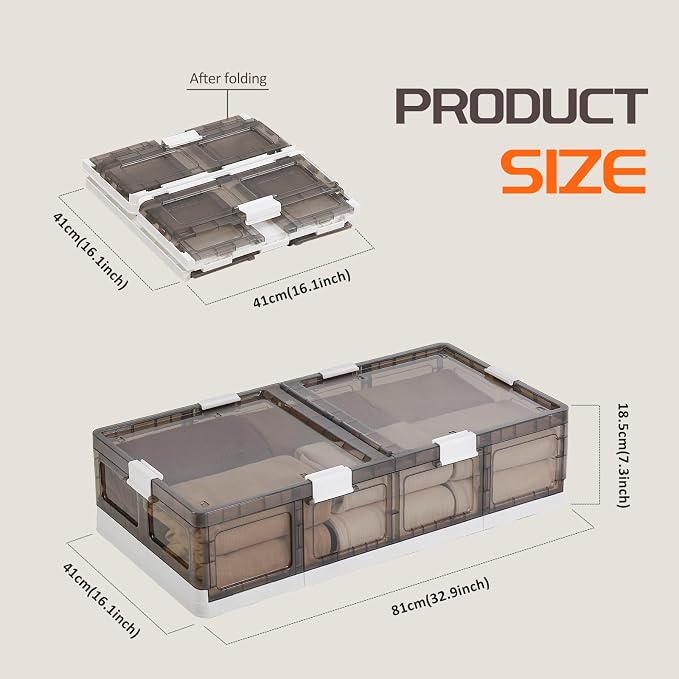 Under Bed Storage Containers with Wheels - Stackable, Foldable Plastic Storage Boxes with Lids for Clothes, Shoes, Blankets - Perfect for Bedroom Organization and Dorms