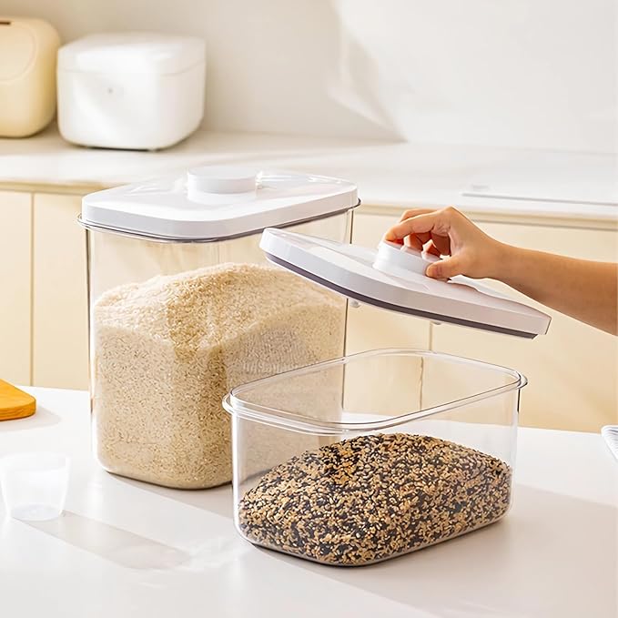 Airtight 12 Lbs Flour Sugar Storage Containers 6.34 Qt Rice Holder BPA Free | Clear PET Plastic Pet Dog Cat Food Storage Container with Pop Up Lid Dry Food Bin for Kitchen Pantry Organization